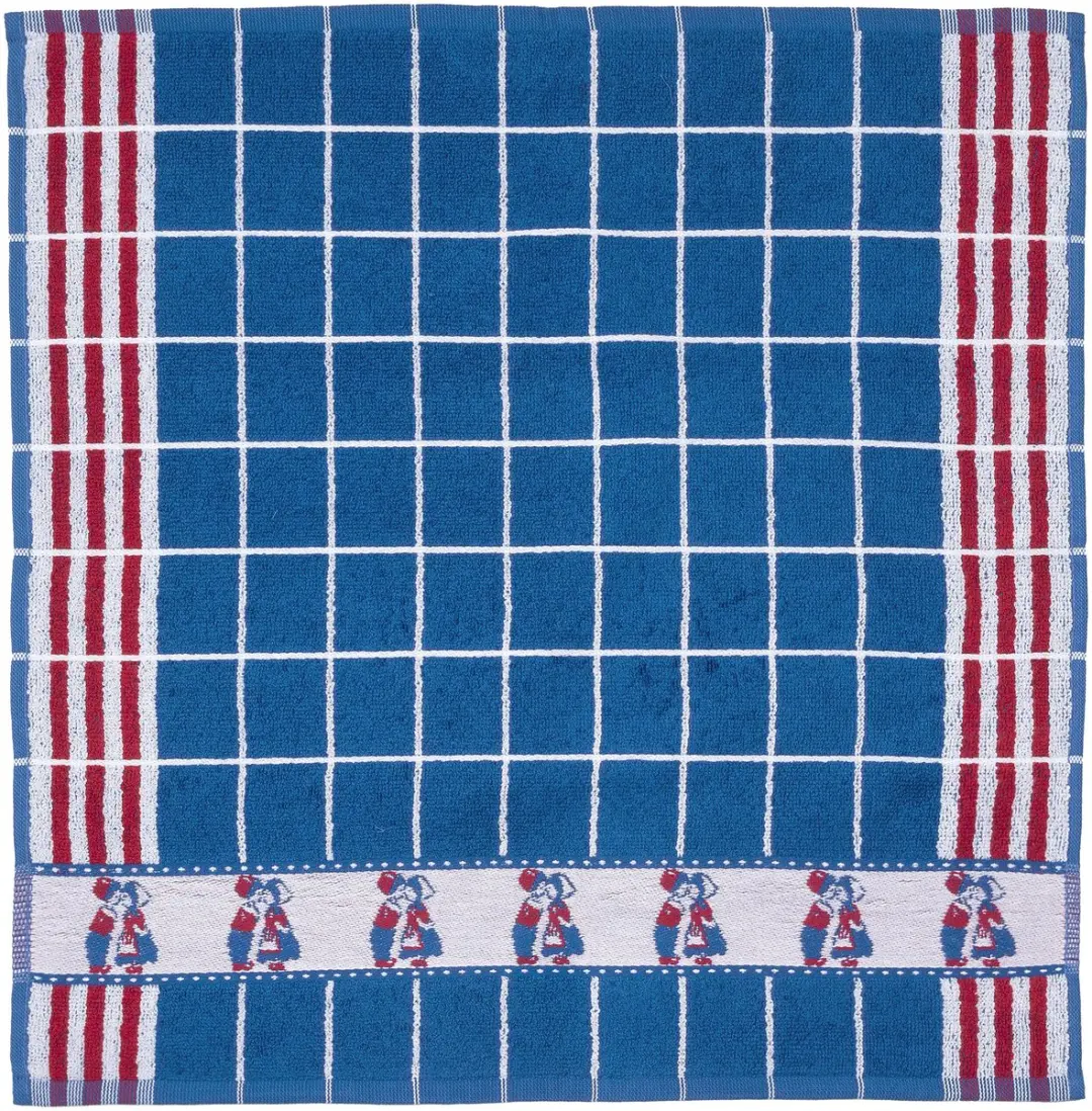 Twentse Damast Keukendoeken Set 6 Stuks - 50x55cm - Kussend Koppel Blauw - afbeelding 3 van 5