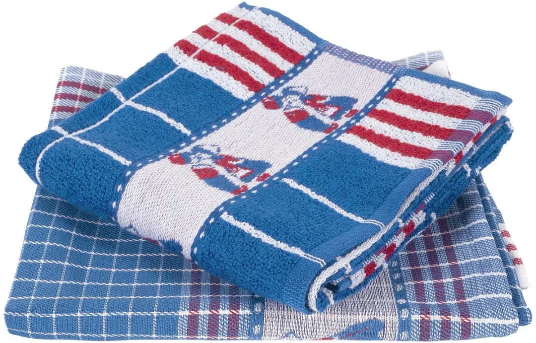 Twentse Damast Keukendoeken Set 6 Stuks - 50x55cm - Kussend Koppel Blauw - afbeelding 5 van 5