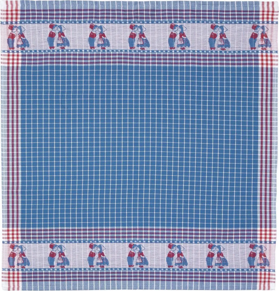 Twentse Damast Keukendoeken Set 6 Stuks - 50x55cm - Kussend Koppel Blauw - afbeelding 2 van 5