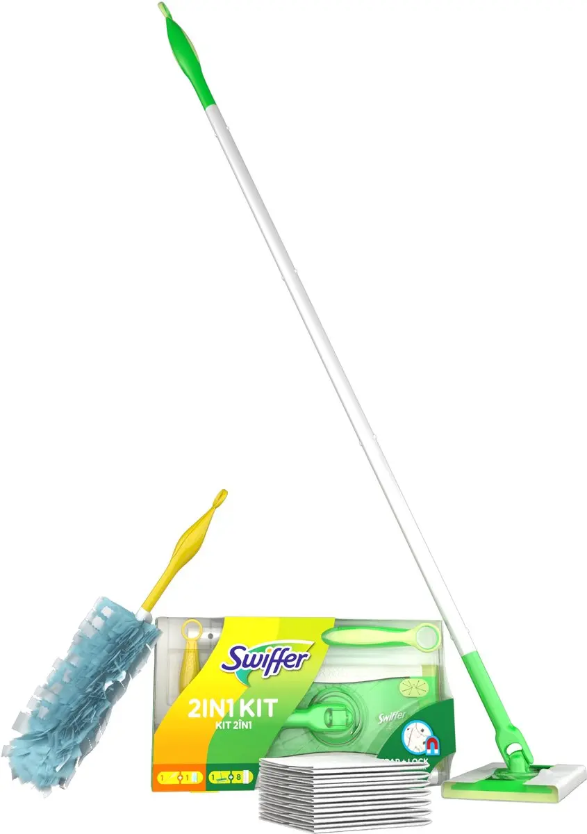 Swiffer Mega Starterset - Groene Mop met 8 Vullingen & Stoffer