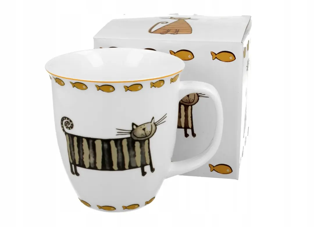 Duo Klassieke Katten Mok 650ml - Porselein Crème-wit