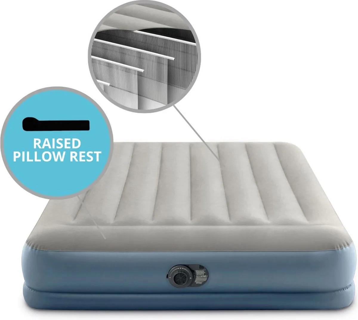 Intex Pillow Rest Luchtbed 2 Persoons GKD - 203x152x30cm - Grijs