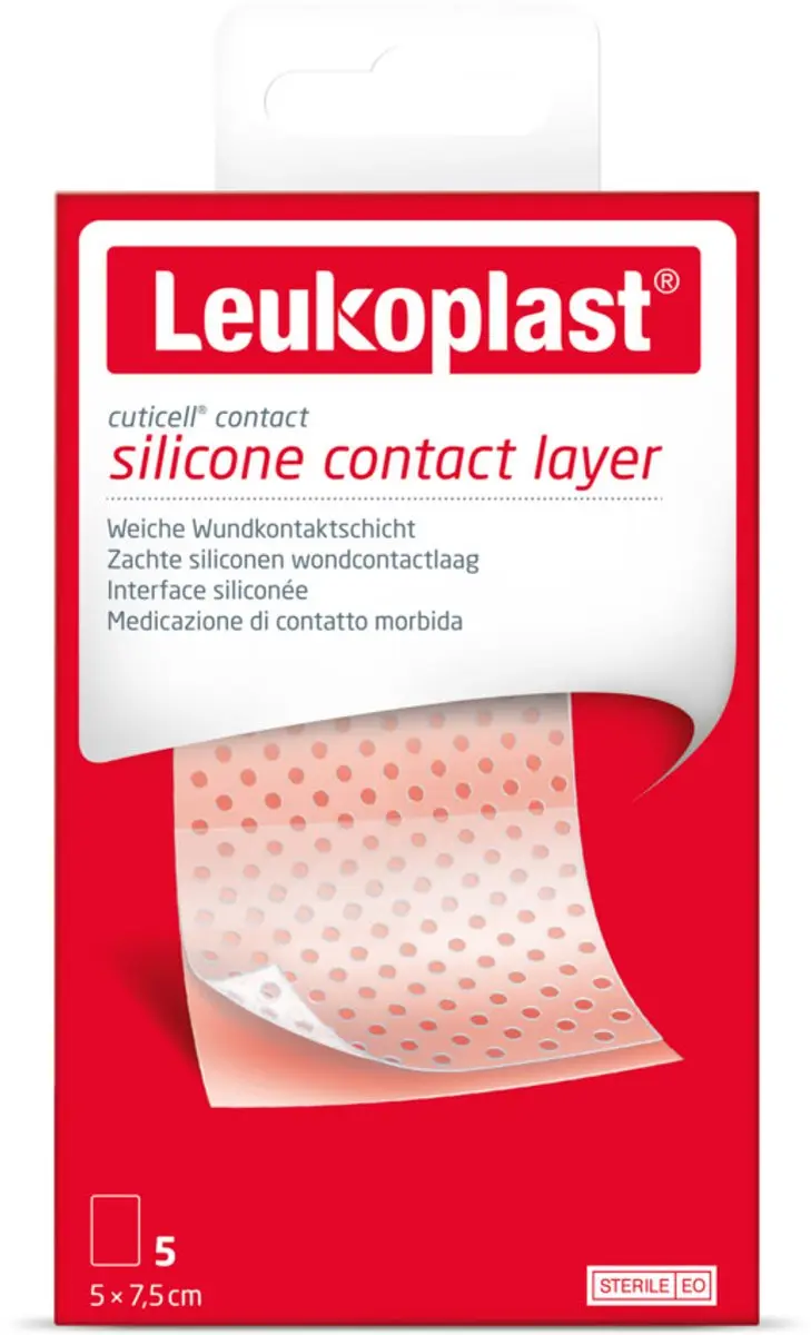 Leukoplast Cuticell Contact Siliconen Wondcontactlaag 5x7,5cm - 15 Stuks