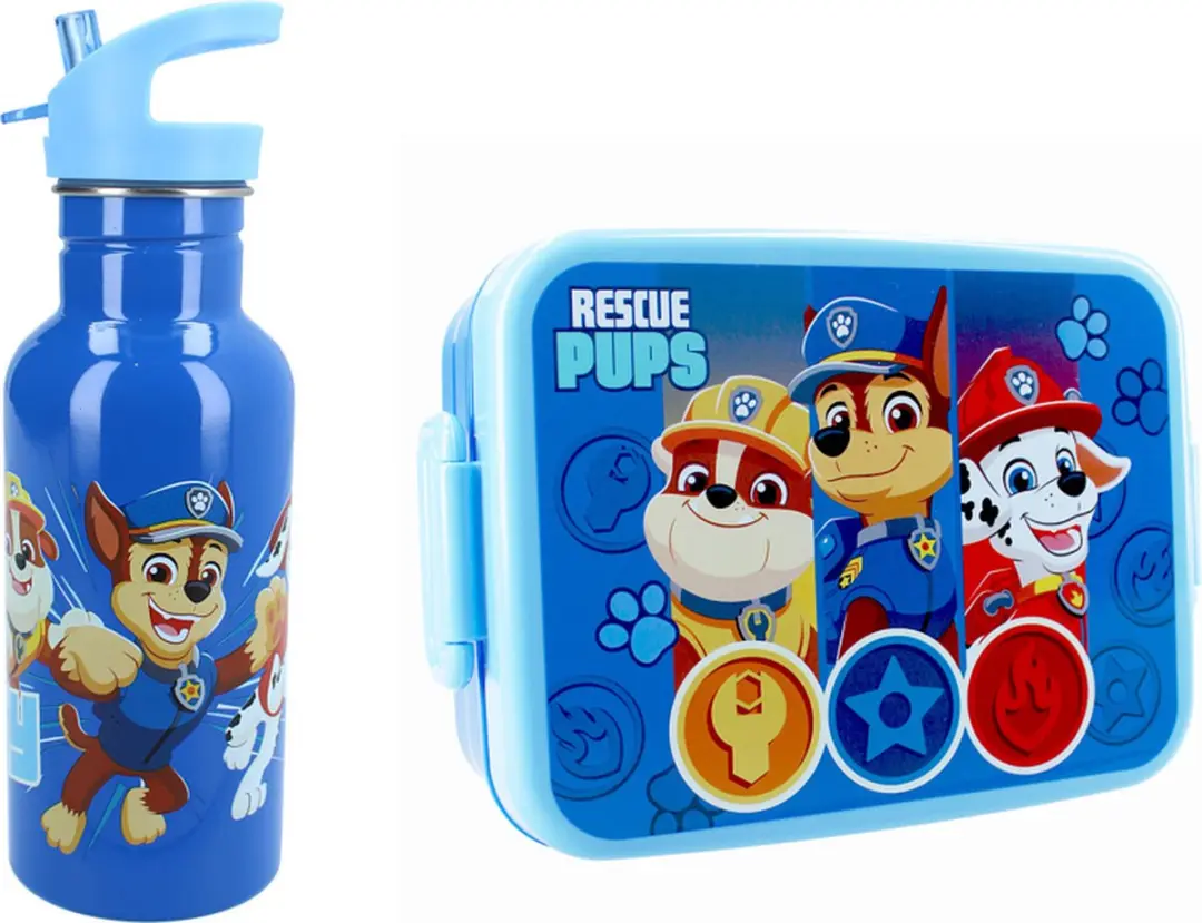 PAW Patrol RVS Drinkfles & Lunchbox Voordeelset