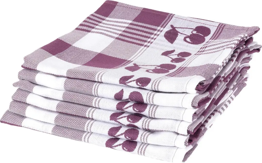 Twentse Damast Keukendoeken Set 6-delig - 50x55cm - Bordeaux Rood - afbeelding 4 van 5
