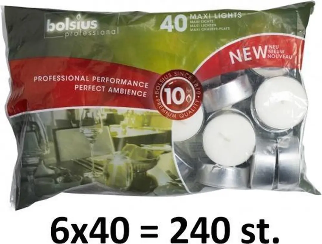 Bolsius Professional Witte Maxi Waxinelichtjes 240 Stuks