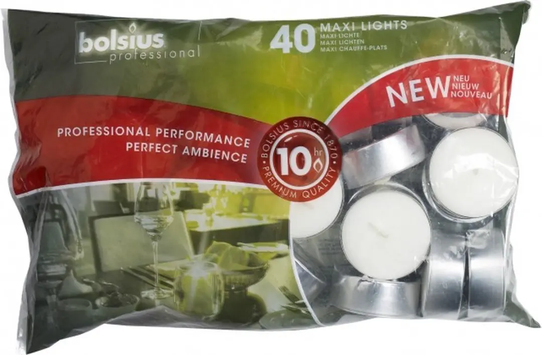 Bolsius Professional Witte Maxi Waxinelichtjes 240 Stuks