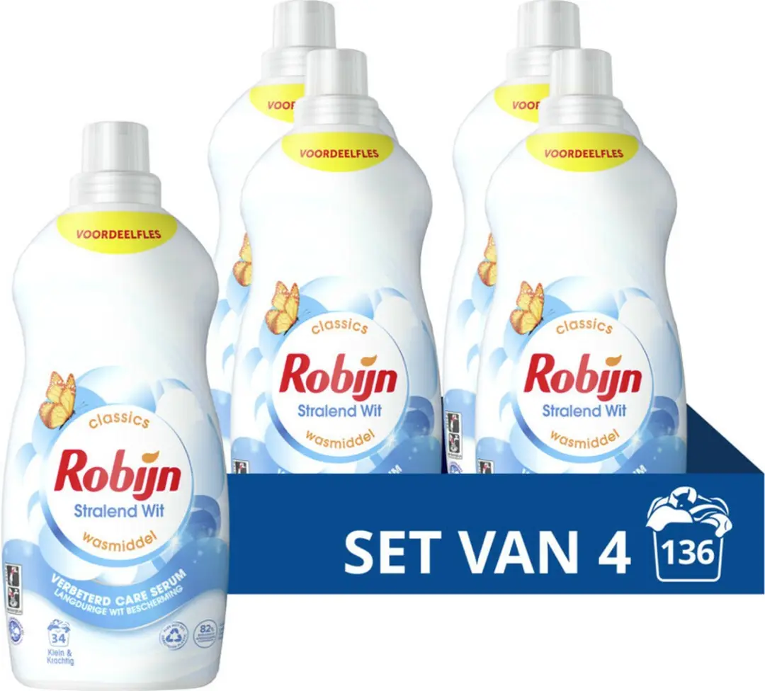 Robijn Klein & Krachtig Wasmiddel Stralend Wit 4x1,19L