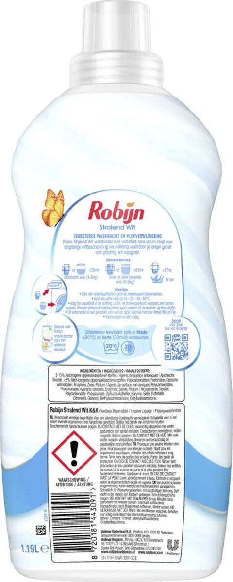 Robijn Klein & Krachtig Wasmiddel Stralend Wit 4x1,19L