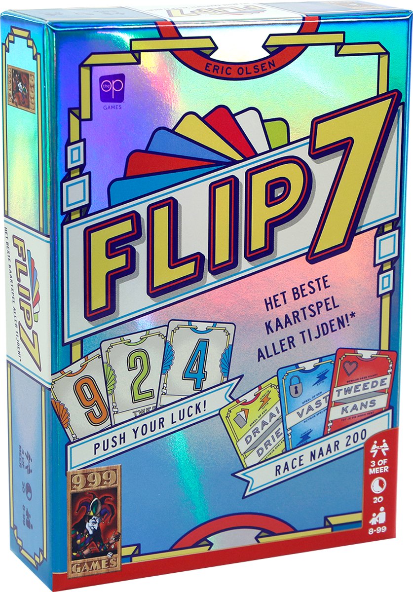 999 Games - Flip 7 - Nederlandse versie! - Zenuwslopend Kaartspel - Snel en Makkelijk te Leren - Het ideale kaartspel voor kleine en grote groepen - Partyspel - Compact Familiespel