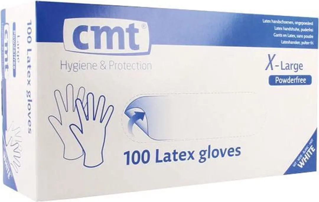 CMT Latex Handschoenen Poedervrij XL - 100 Stuks