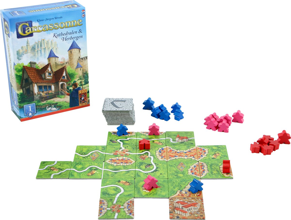 999 Games - Carcassonne: Kathedralen & Herbergen - Uitbreiding 1 - Nieuwe Versie - NL -EN