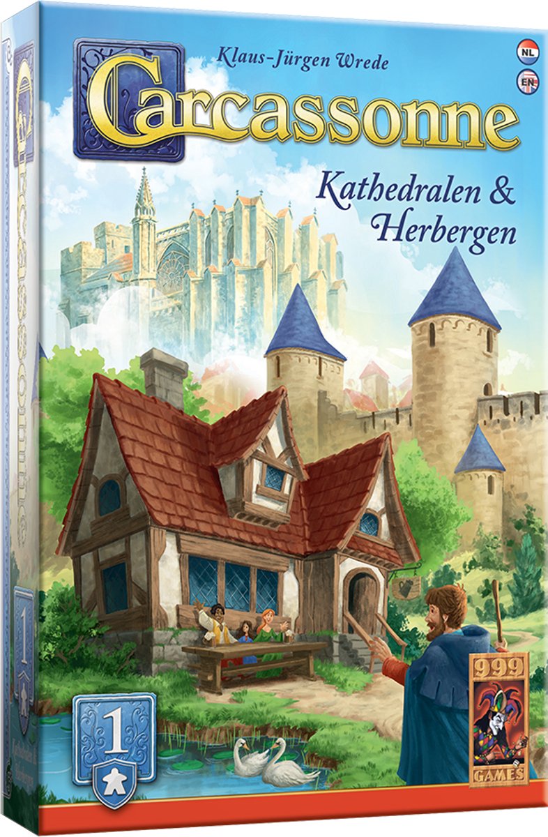 999 Games - Carcassonne: Kathedralen & Herbergen - Uitbreiding 1 - Nieuwe Versie - NL -EN