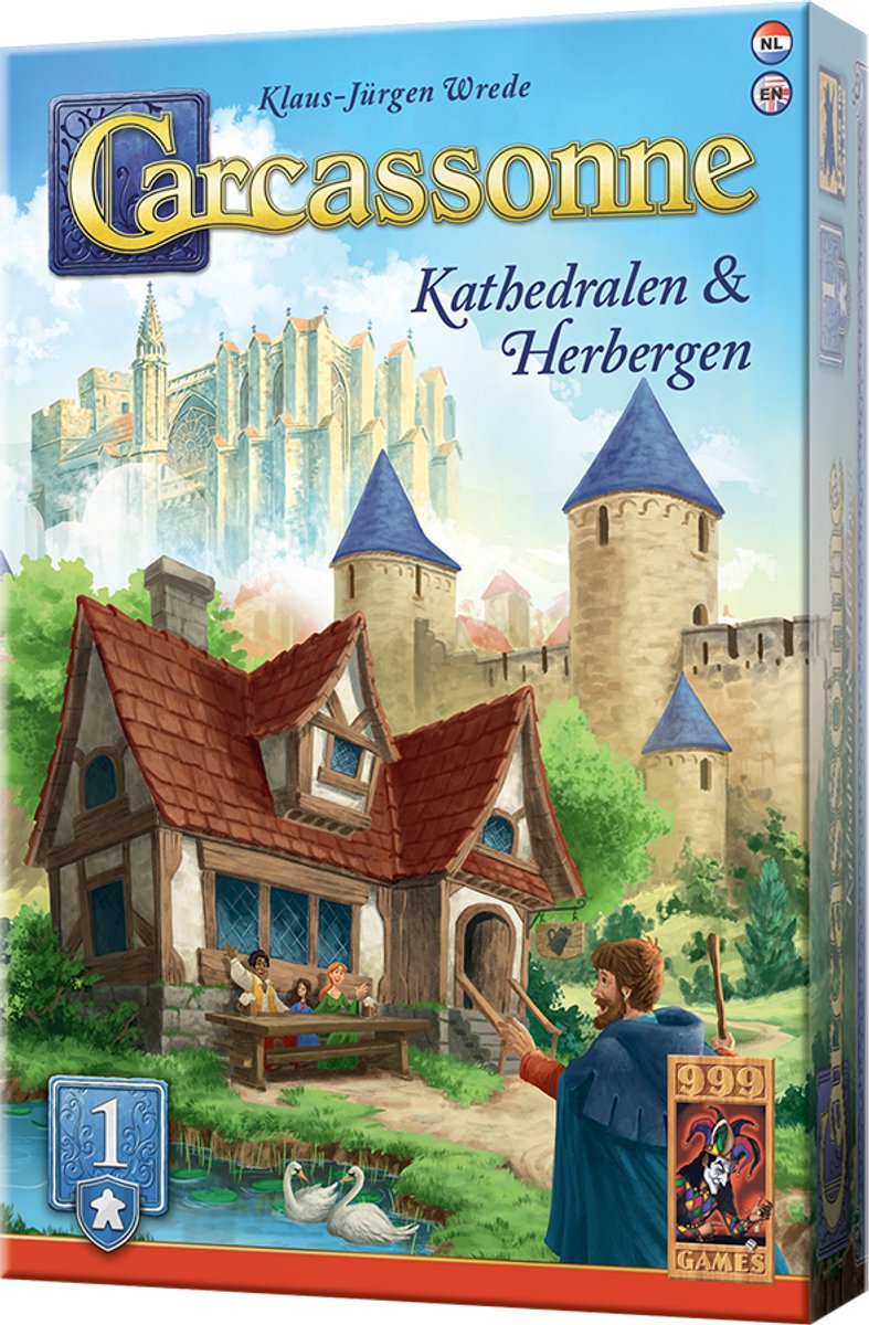 999 Games - Carcassonne: Kathedralen & Herbergen - Uitbreiding 1 - Nieuwe Versie - NL -EN