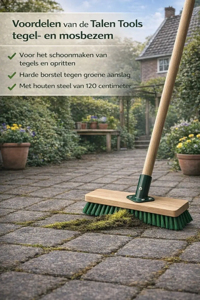 Talen Tools Tegelbezem Mos 120cm - Essenhouten steel - Meerkleurig