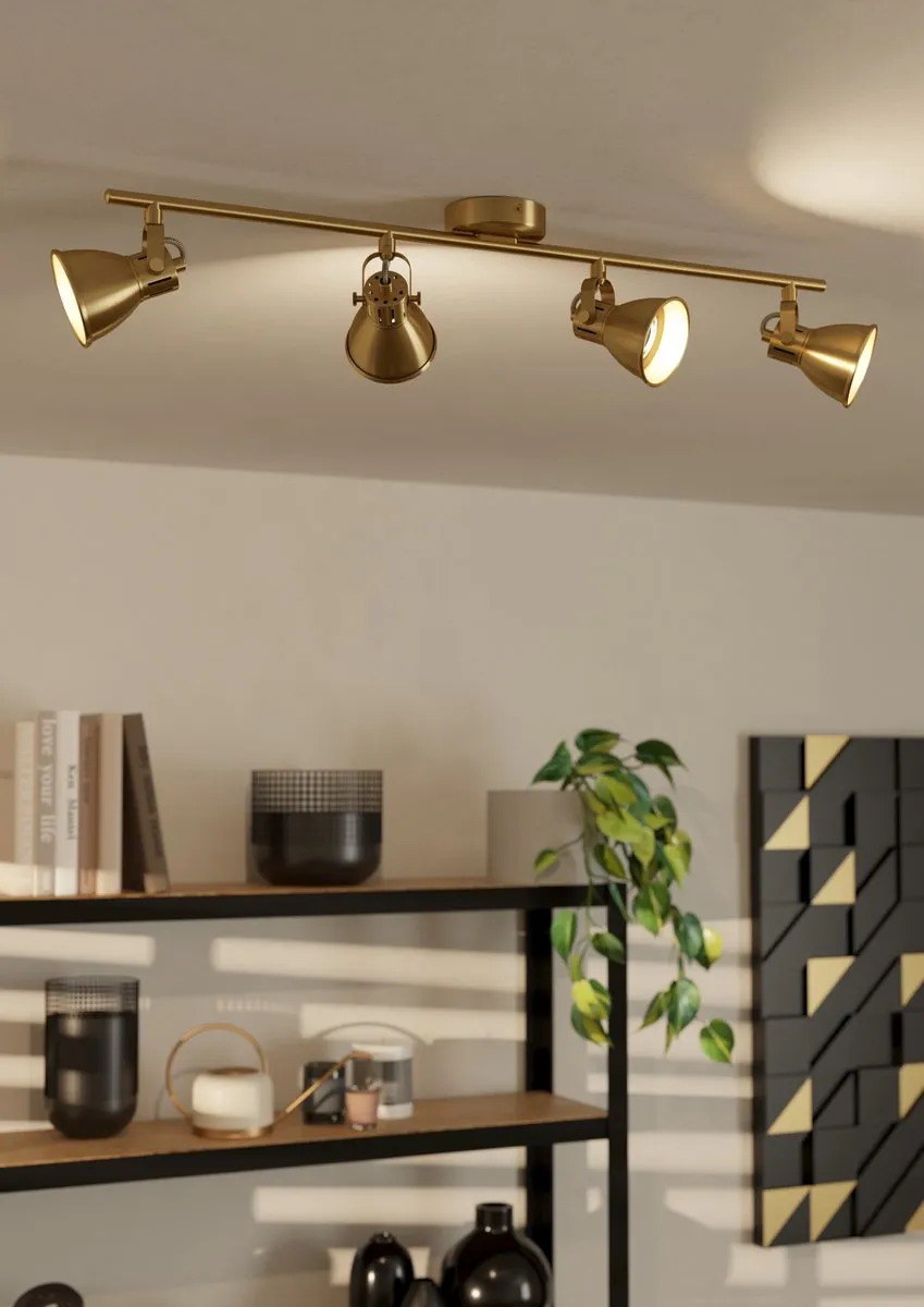 Eglo Seras Spot GU10 - 4 Lichtpunten 77cm - Goud - afbeelding 6 van 6