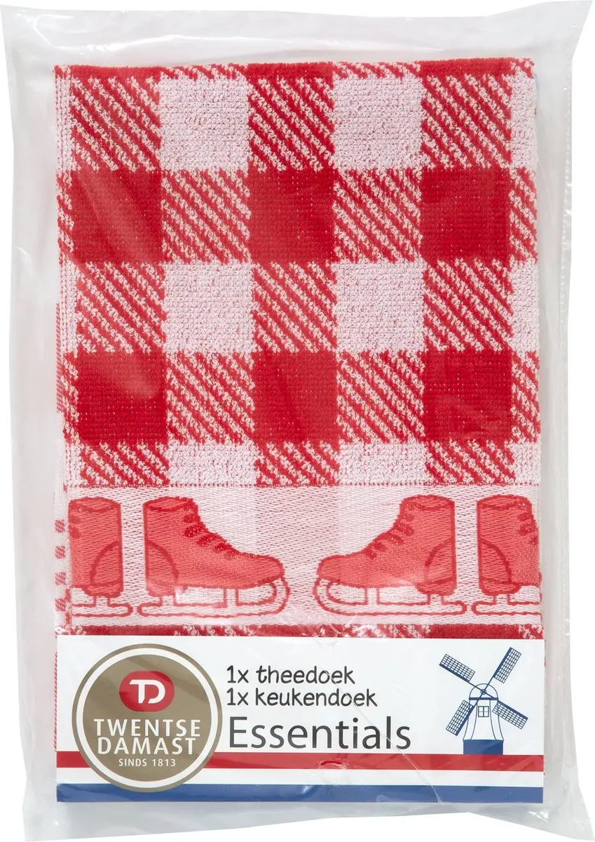 Twentse Damast Hollandse Collectie Keukendoekenset - 12 Stuks - Rood