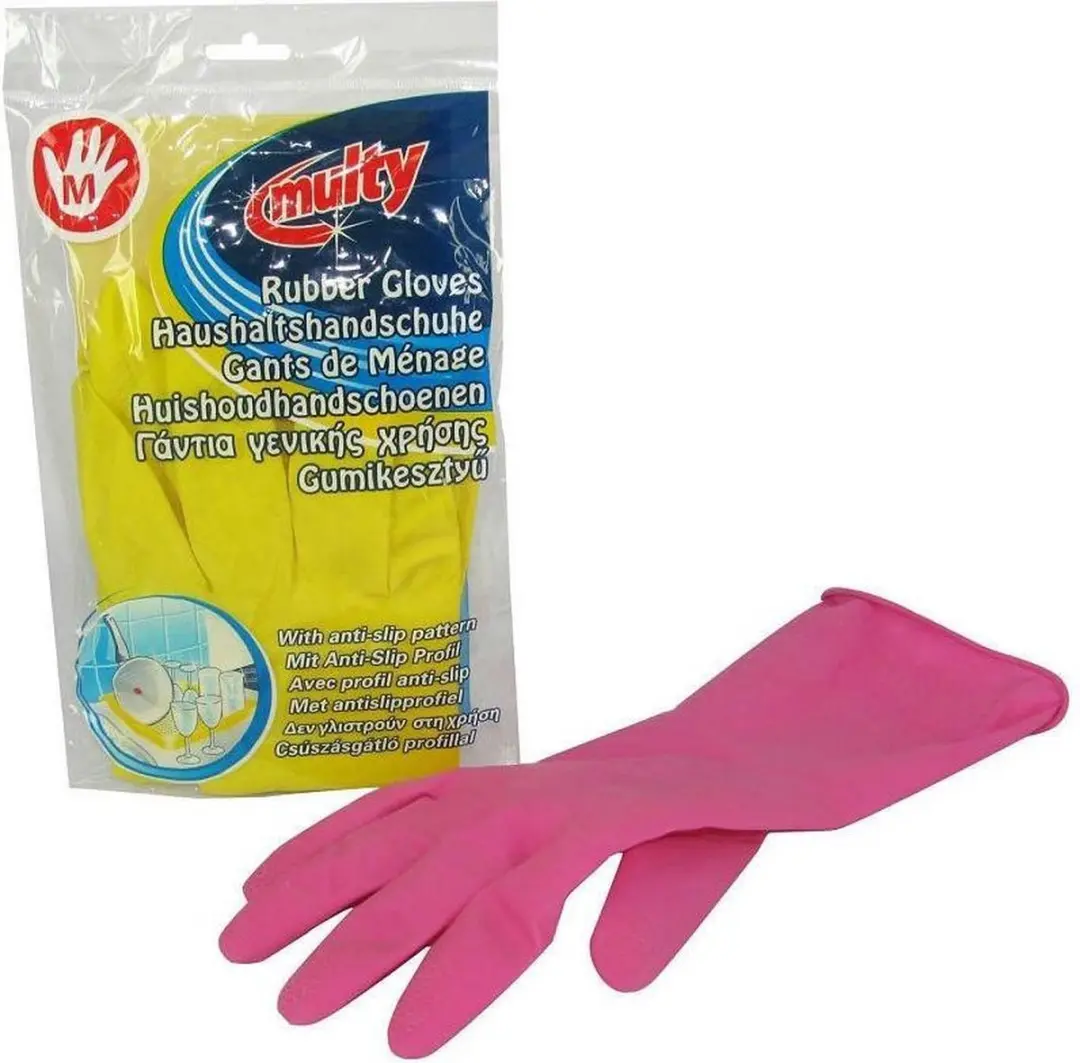 Multy Luxe Huishoudhandschoenen L - Natuurlatex Geel
