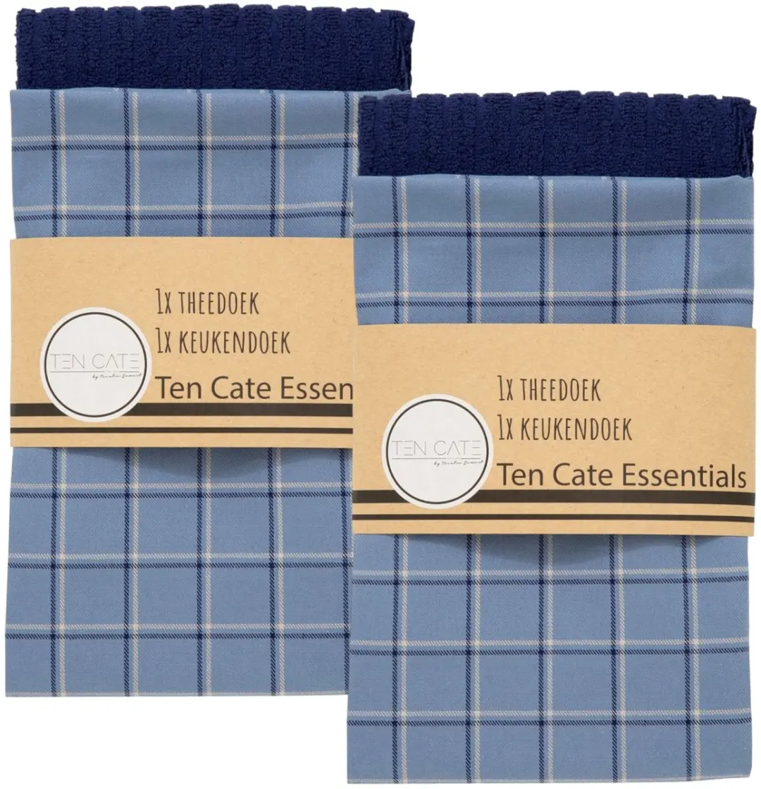 Ten Cate Keukenhanddoeken Set 4-delig - 100% Katoen - Blauw