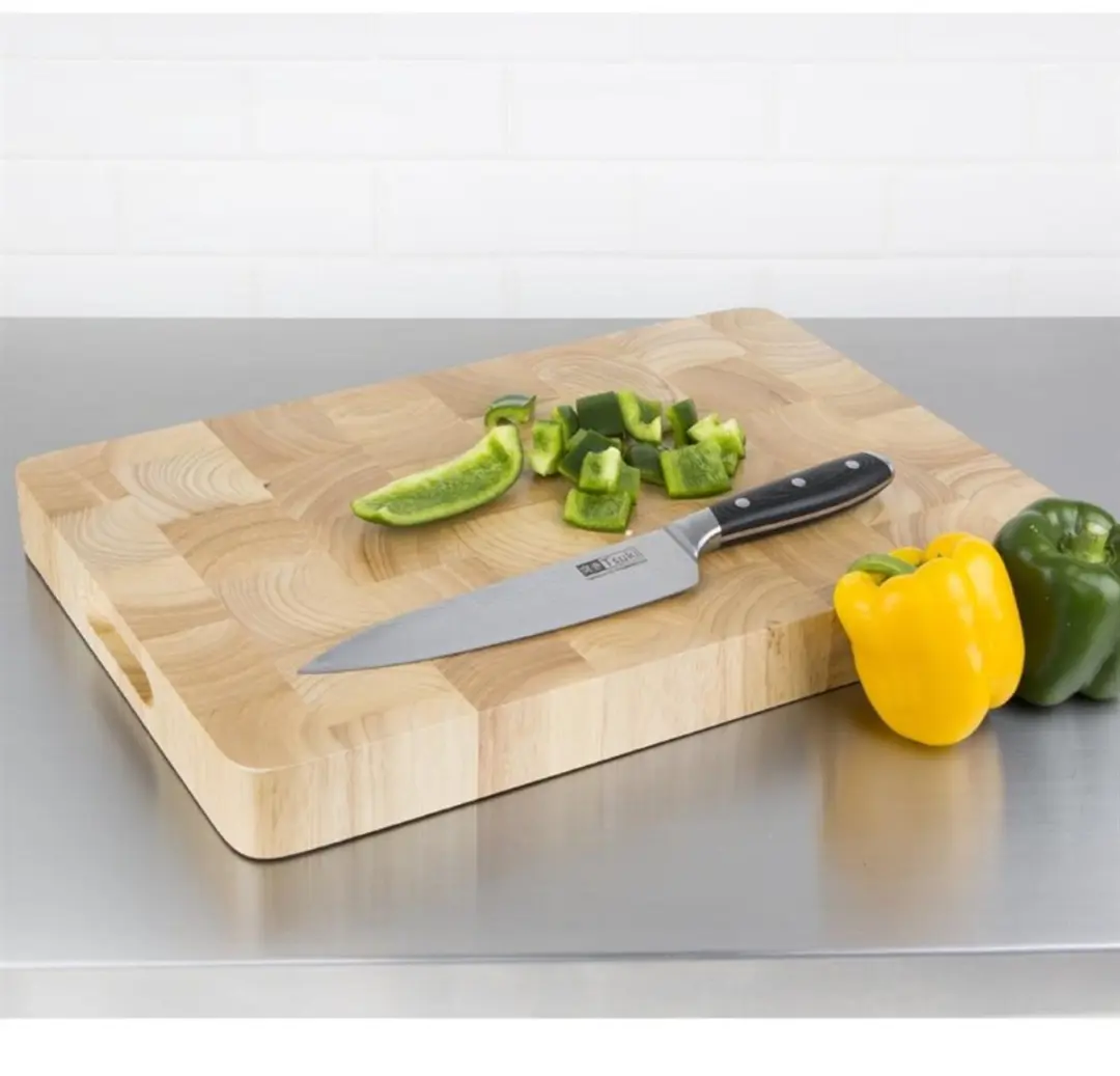 Vogue Rubberhout Snijplank 45,5x30,5cm - Schaakpatroon - Bruin