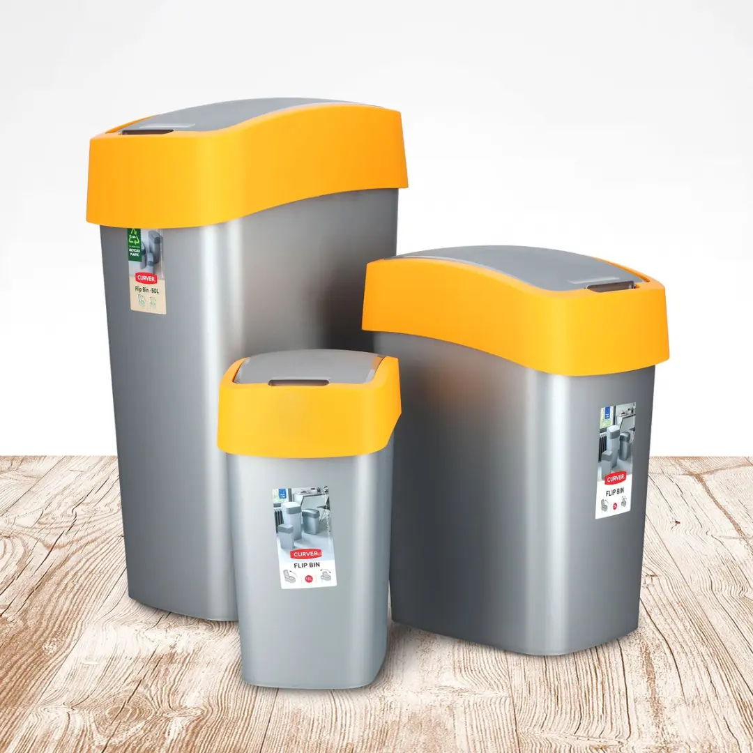 Keter Curver Flip Bin Afvalbak 9L - Zilver/Oranje