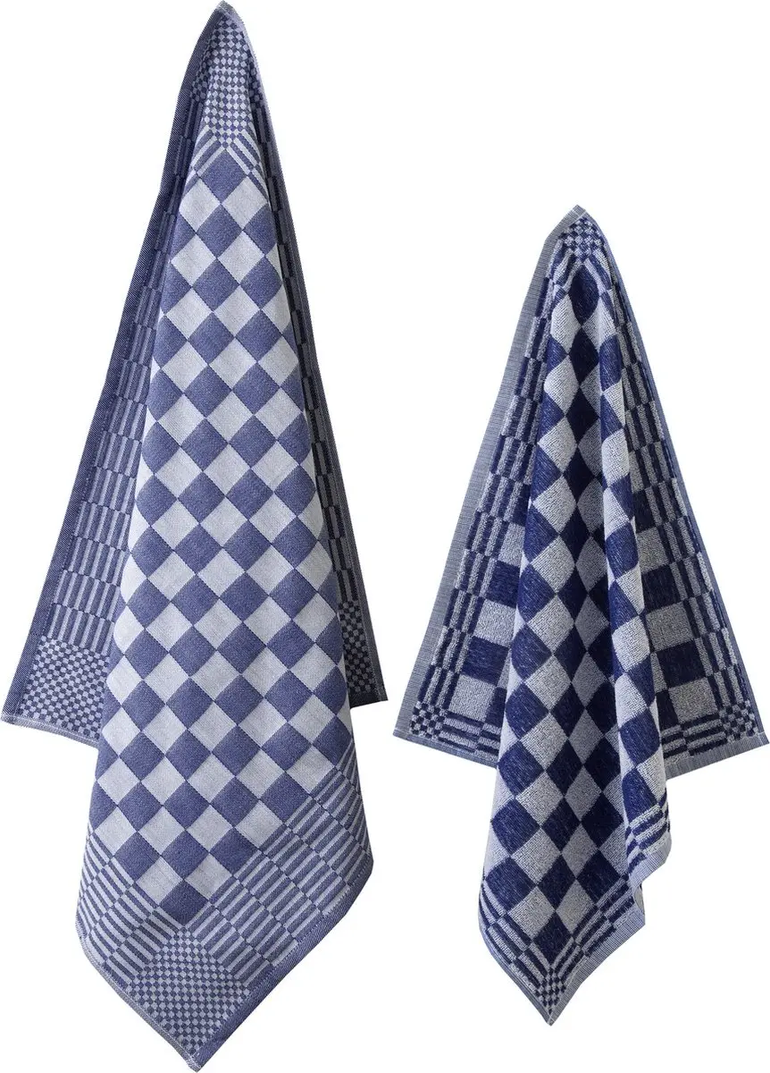 Ten Cate Theedoeken Set Blok Blauw - 6 Stuks