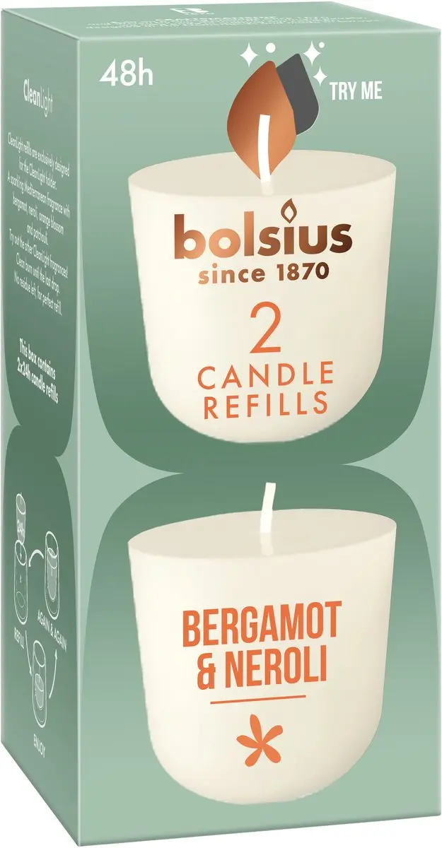 Bolsius Geurkaars Navulling Bergamot & Neroli - Beige