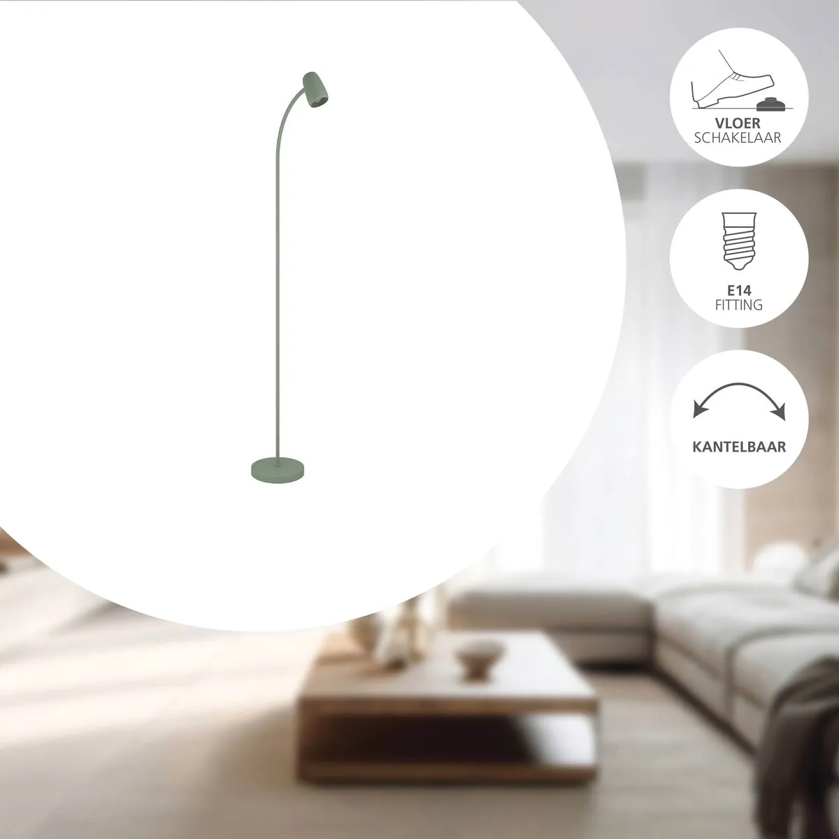 Eglo Carlo Vloerlamp E14 - 170cm - Groen