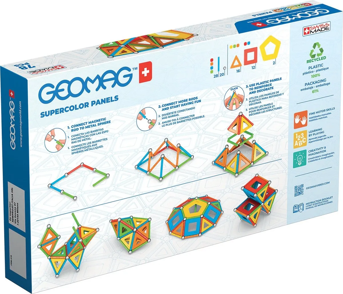 Geomag Super Color Constructiesysteem 78 Stuks - Multikleur