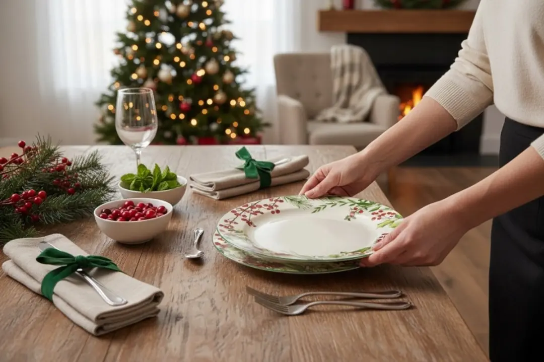 Duo Kerst Notenkraker Porseleinen Bord - Feestelijk