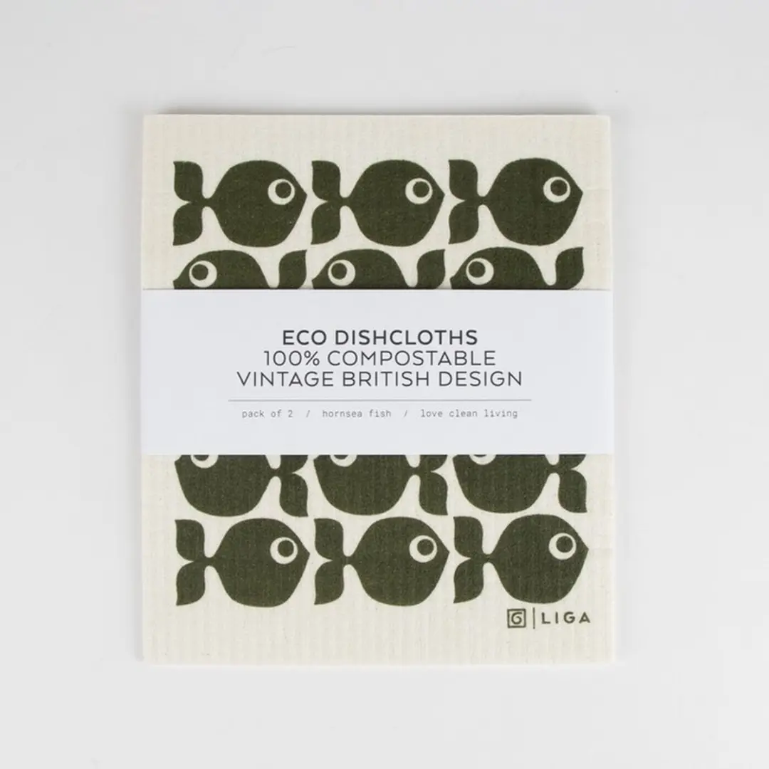 Liga Love Vaatdoekjes Hornsea Vis - 2 Stuks - Groen/Blauw