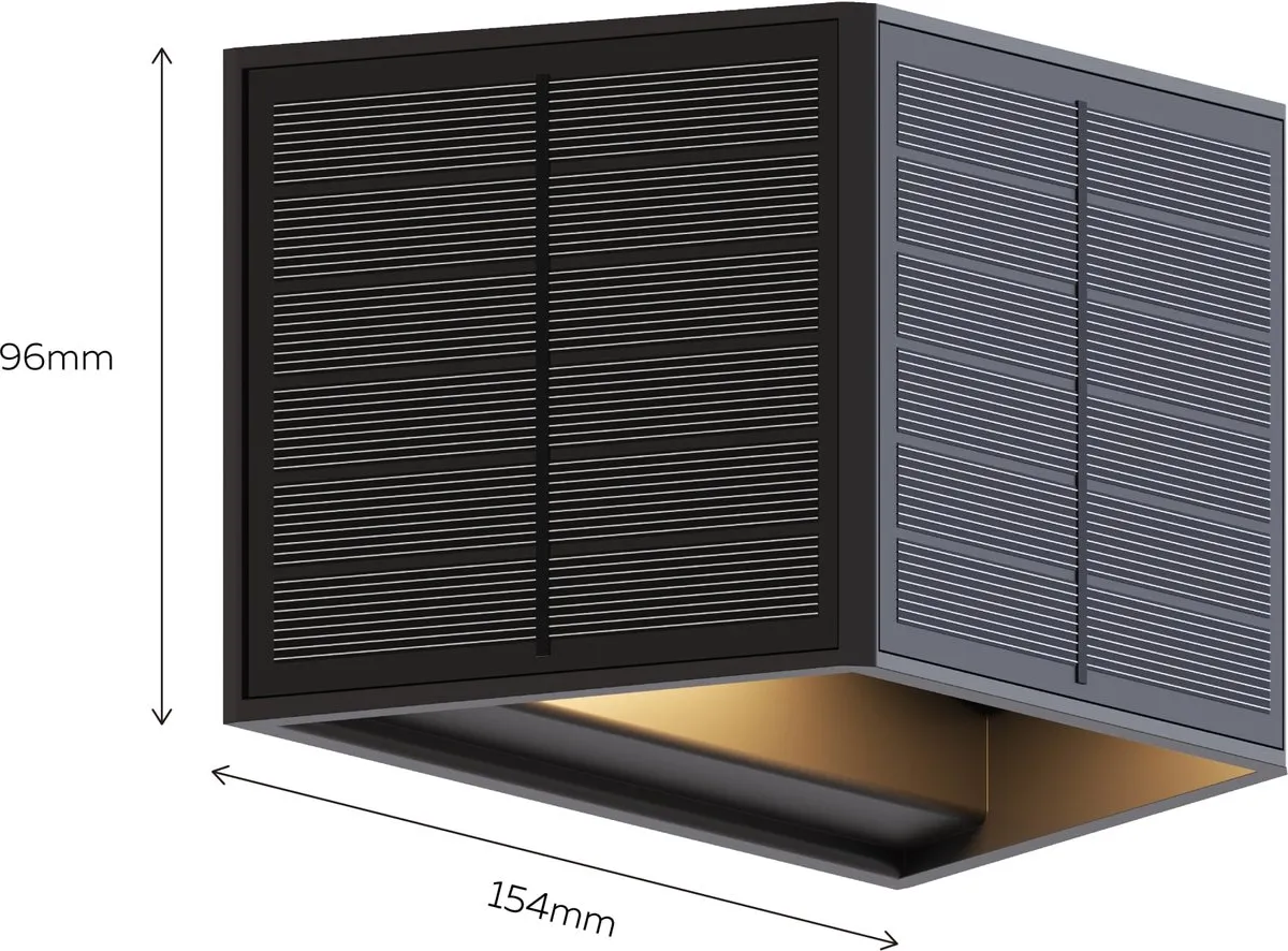 Calex Caserta Solar Wandlamp - Zwart - afbeelding 6 van 6