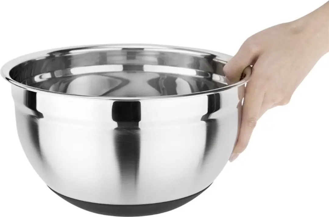 Vogue GG022 RVS Kom met Siliconen Bodem 5L - Zilver