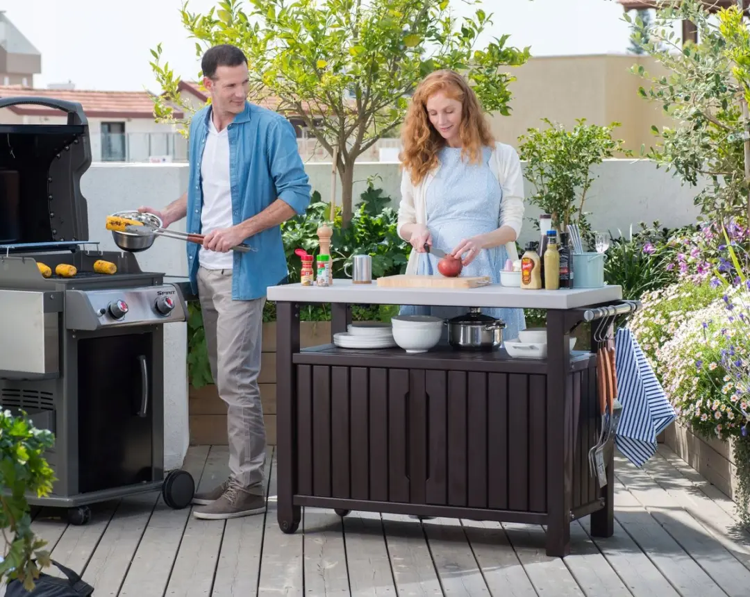 Keter Grilltafel Bar Tuinopslag 183L - Bruin/Grafiet