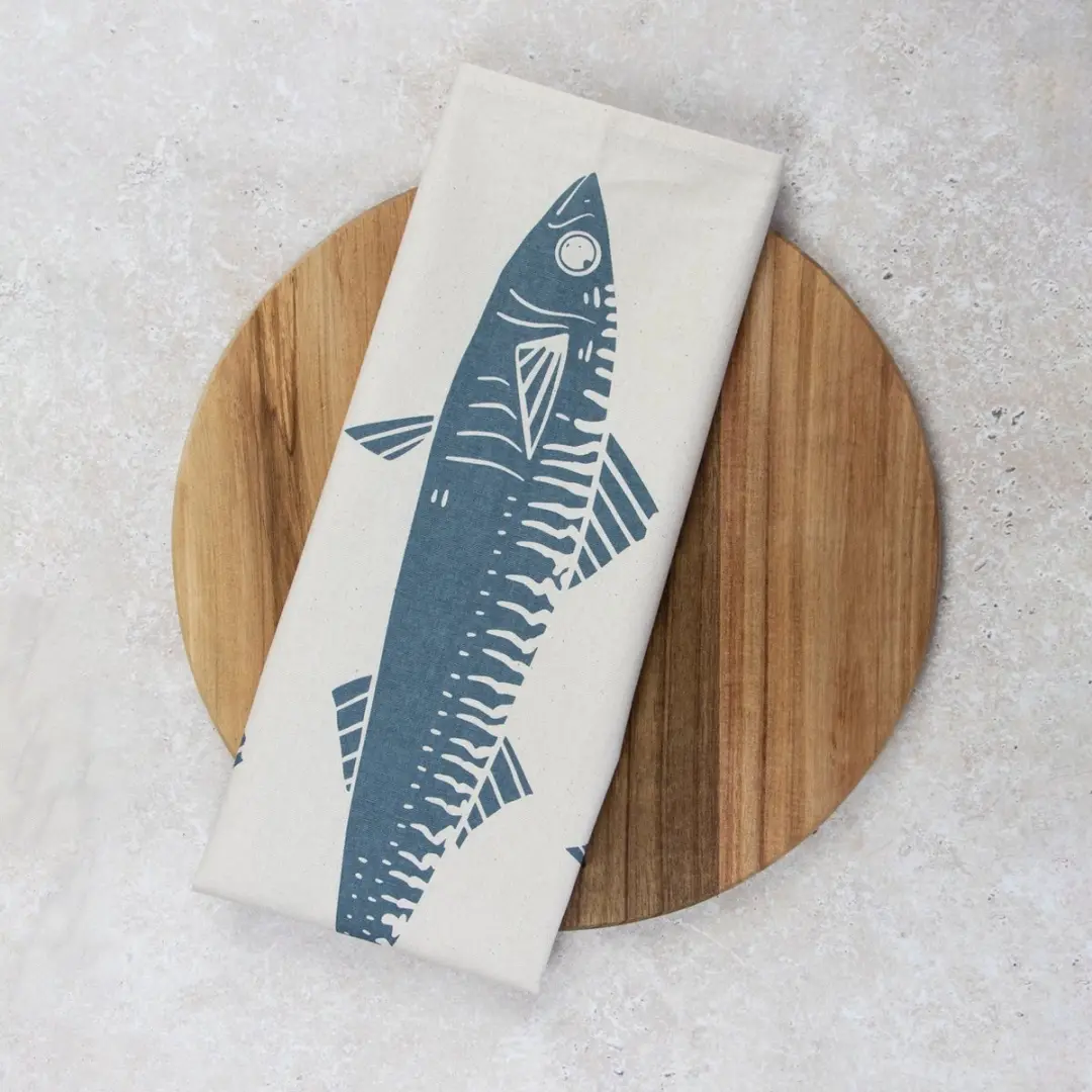 Liga Love Ecologische Theedoek Makreel - Blauw & Beige