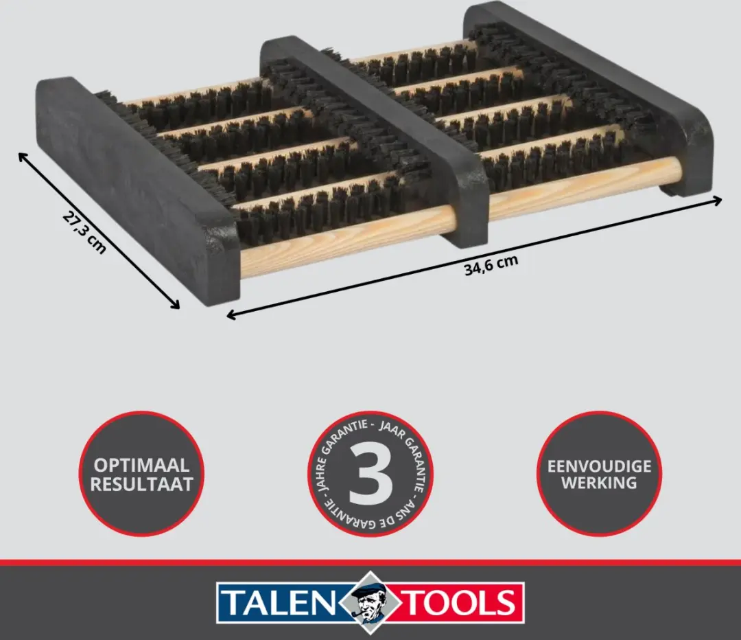 Talen Tools Voetenveger Dubbel - Harde Kunststof Borstels - Zwart