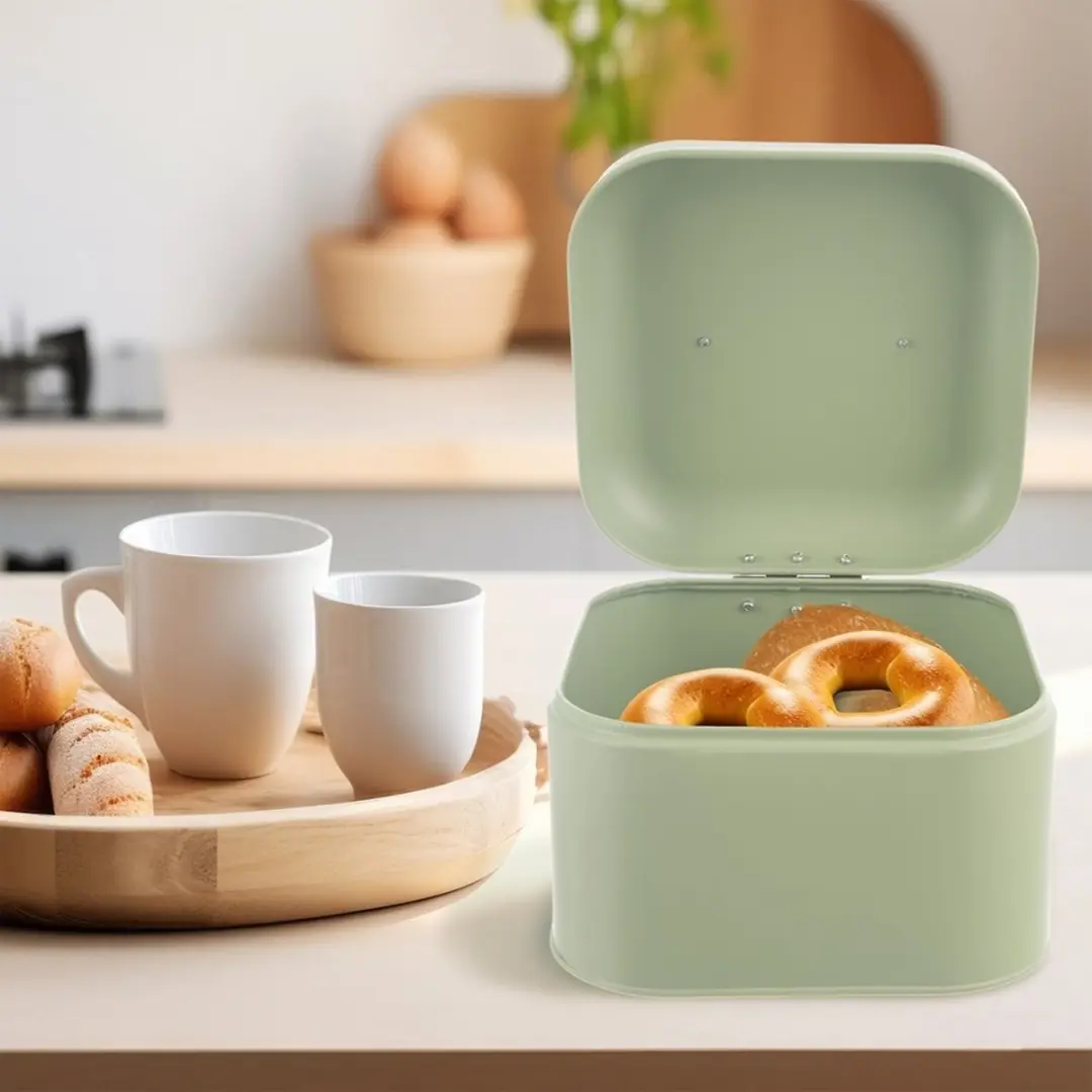Orion Greenish Metalen Broodtrommel - Groen 20x20x17cm