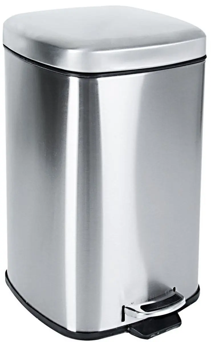 Orion Stalen Prullenbak 12L - Pedaal - Zilver/Zwart