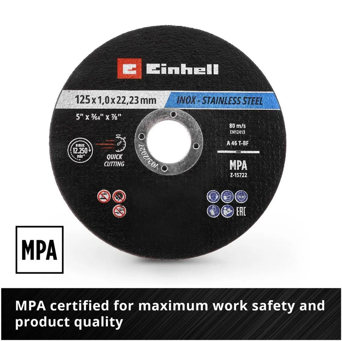 Einhell 711528 Doorslijpschijfset 125mm - 50 Stuks - Metaal/RVS/Staal/Blik