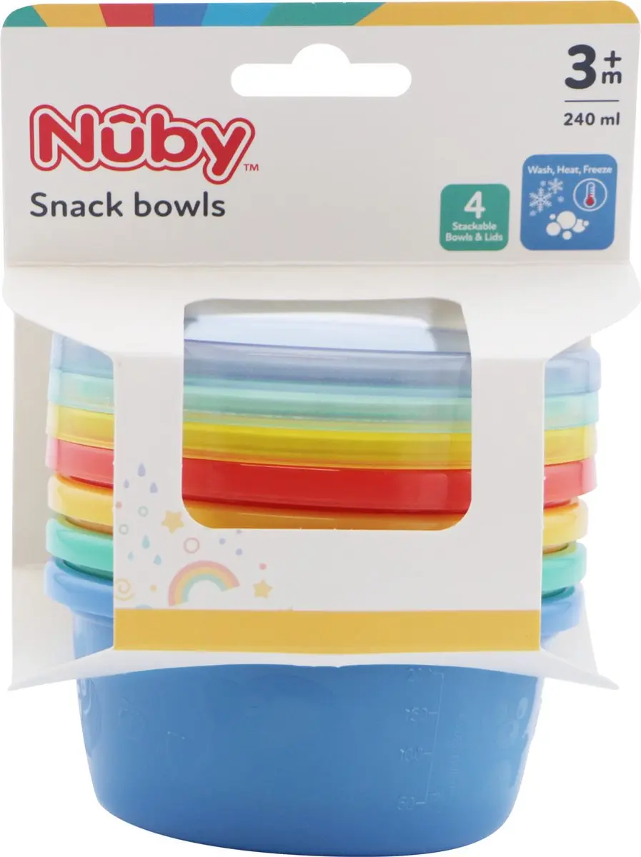 Nûby Snack Cups Bewaarbakjes 240ml - 4 Stuks
