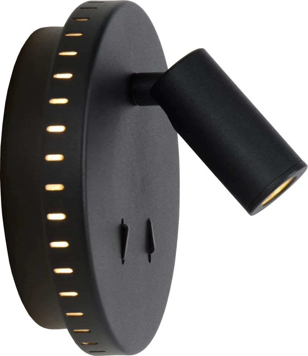 Lucide Bentjer Bedlamp/Wandlamp Ø14cm - 3000K - Zwart
