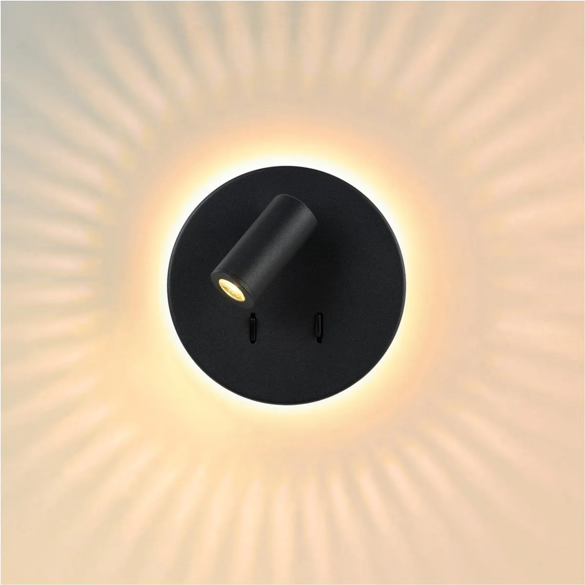Lucide Bentjer Bedlamp/Wandlamp Ø14cm - 3000K - Zwart