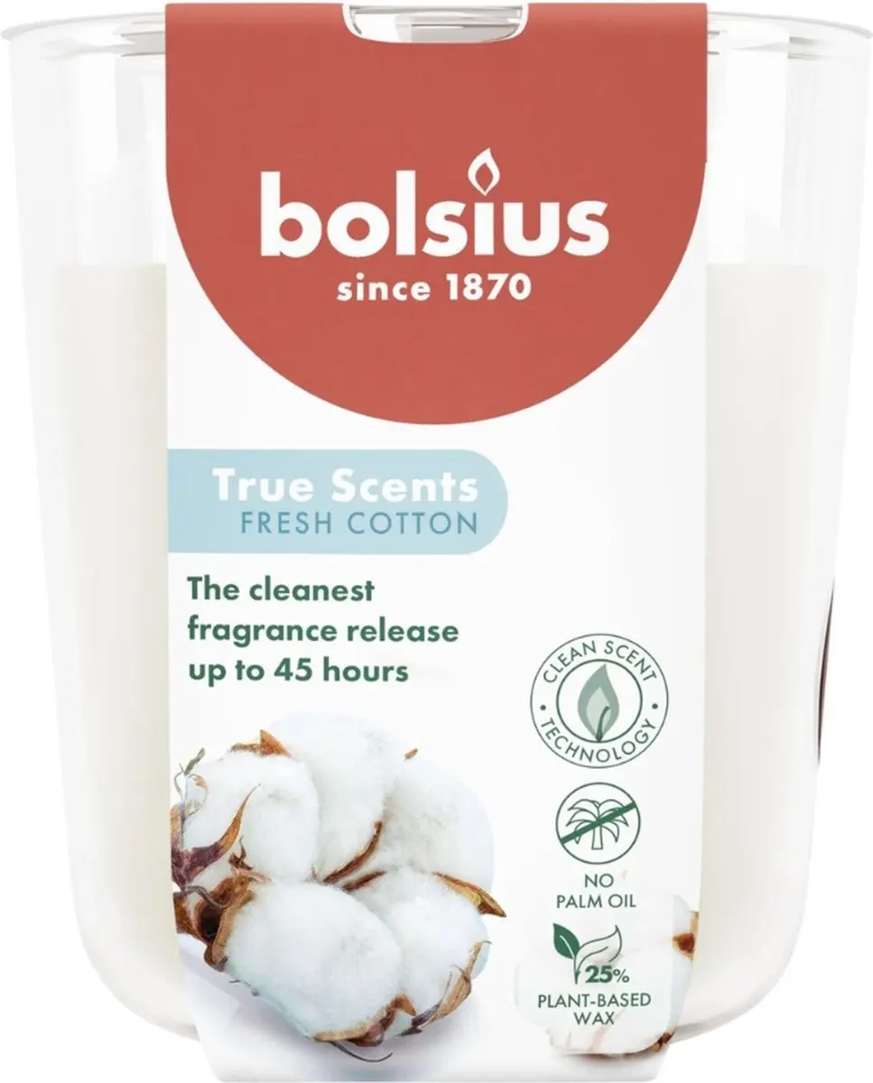 Bolsius True Scents Fresh Cotton Geurkaars - Lichtblauw