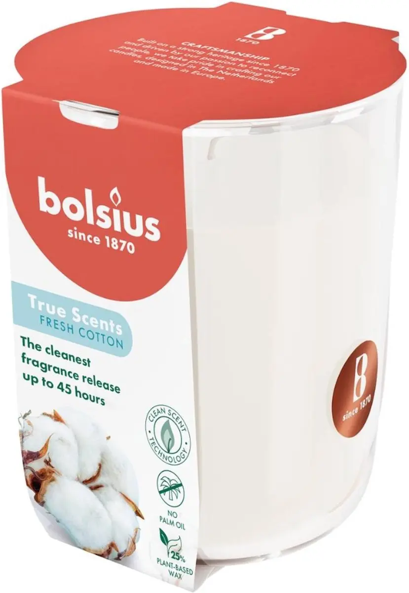Bolsius True Scents Fresh Cotton Geurkaars - Lichtblauw