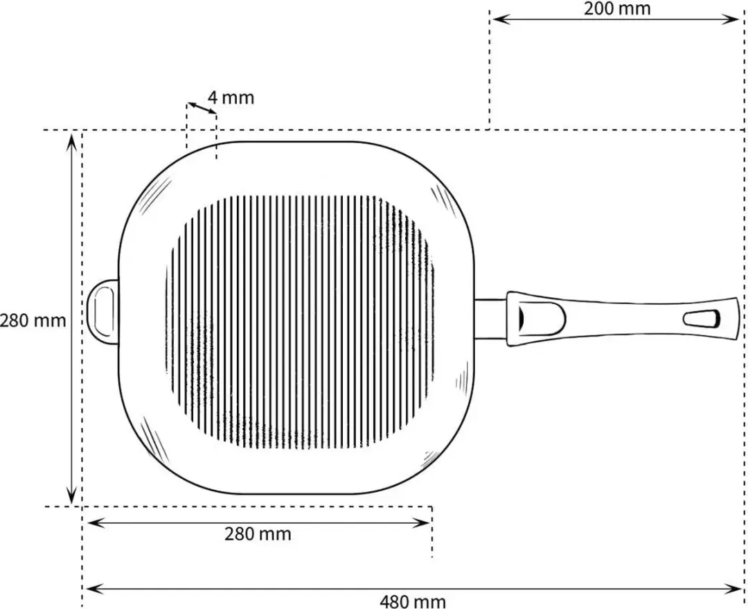 Eurolux Grillpan 28x28cm Inductie - Zwart