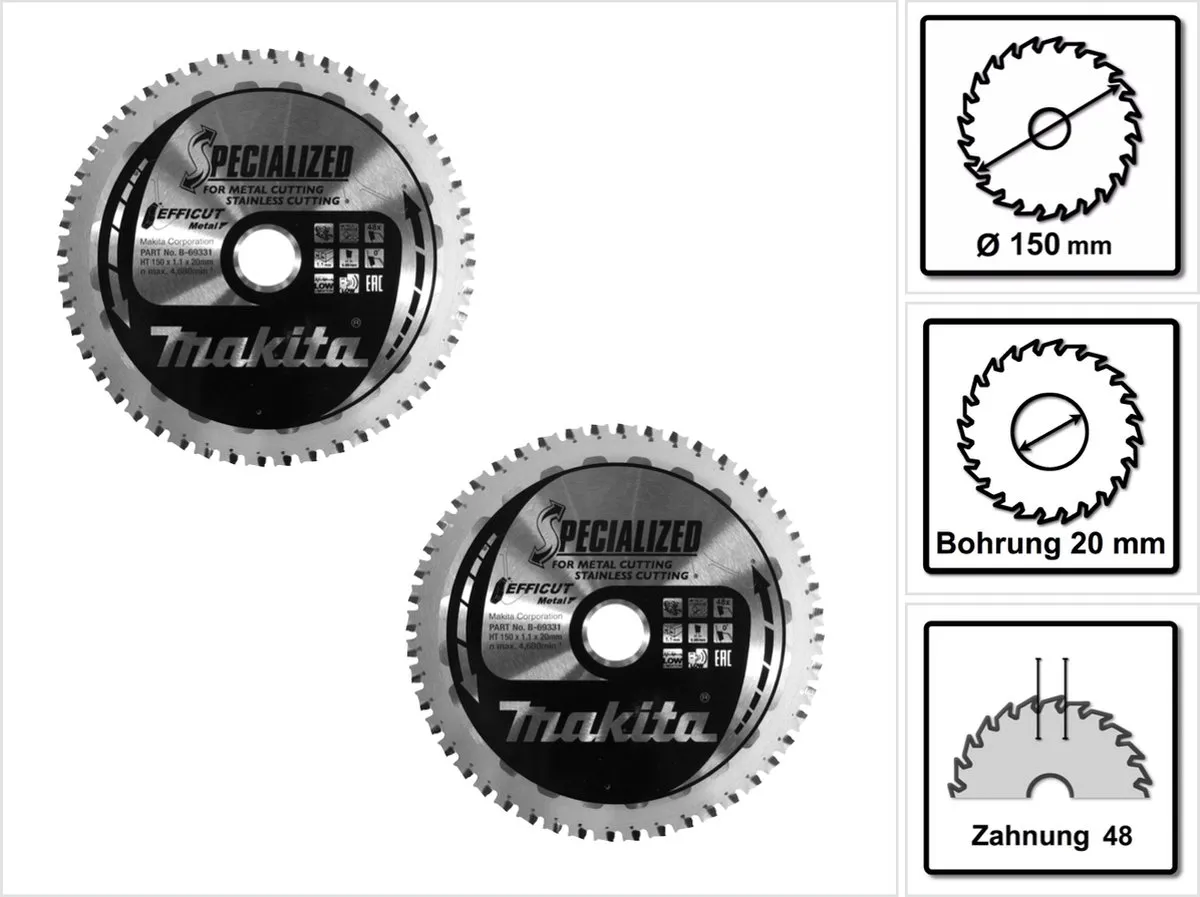Makita MCCS15048E Zaagblad 150x20x1,1mm 48 Tanden