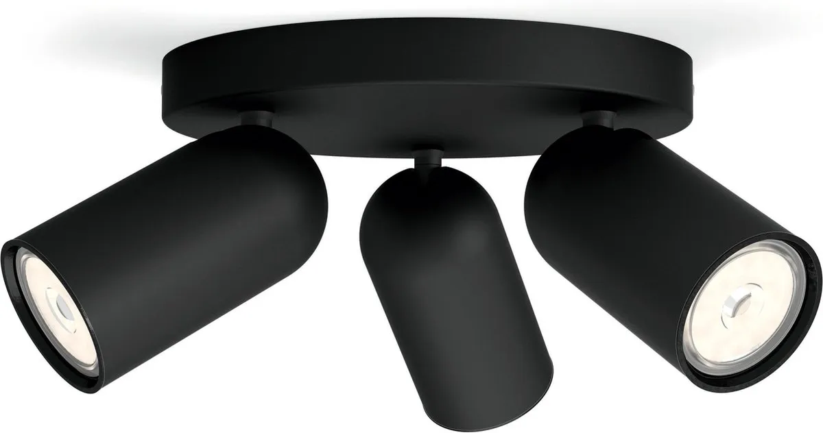 Philips Hue Pongee Opbouwspot Zwart - 3x GU10 RGBW