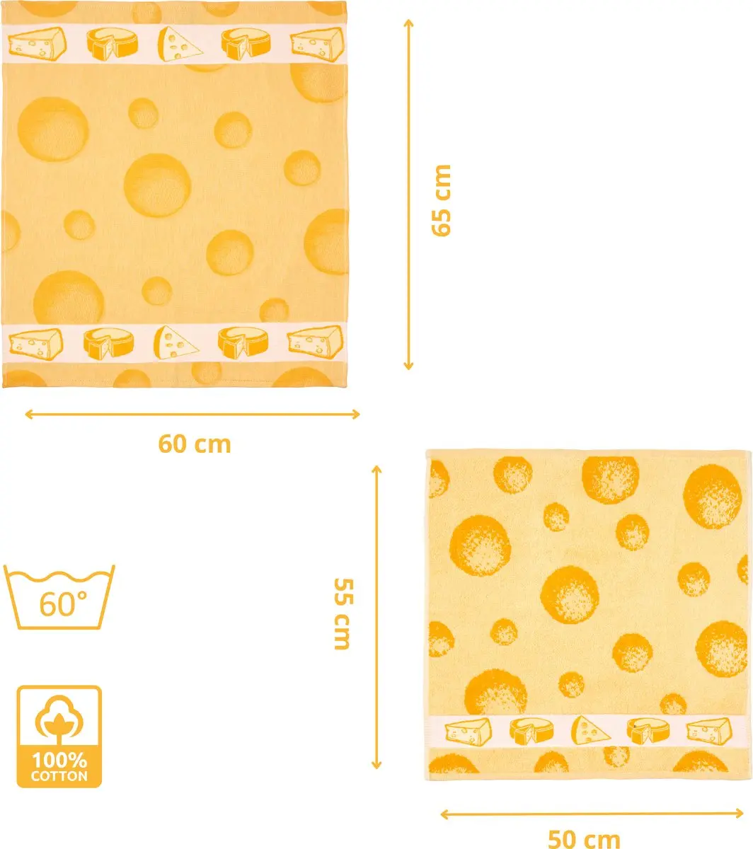 Twentse Damast Theedoeken & Keukendoeken Set - 12 Stuks - Cheese Geel
