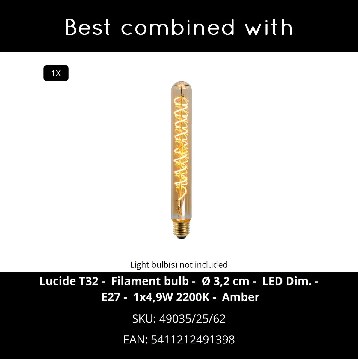 Lucide Pilar Wandlamp E27 IP54 - Zwart