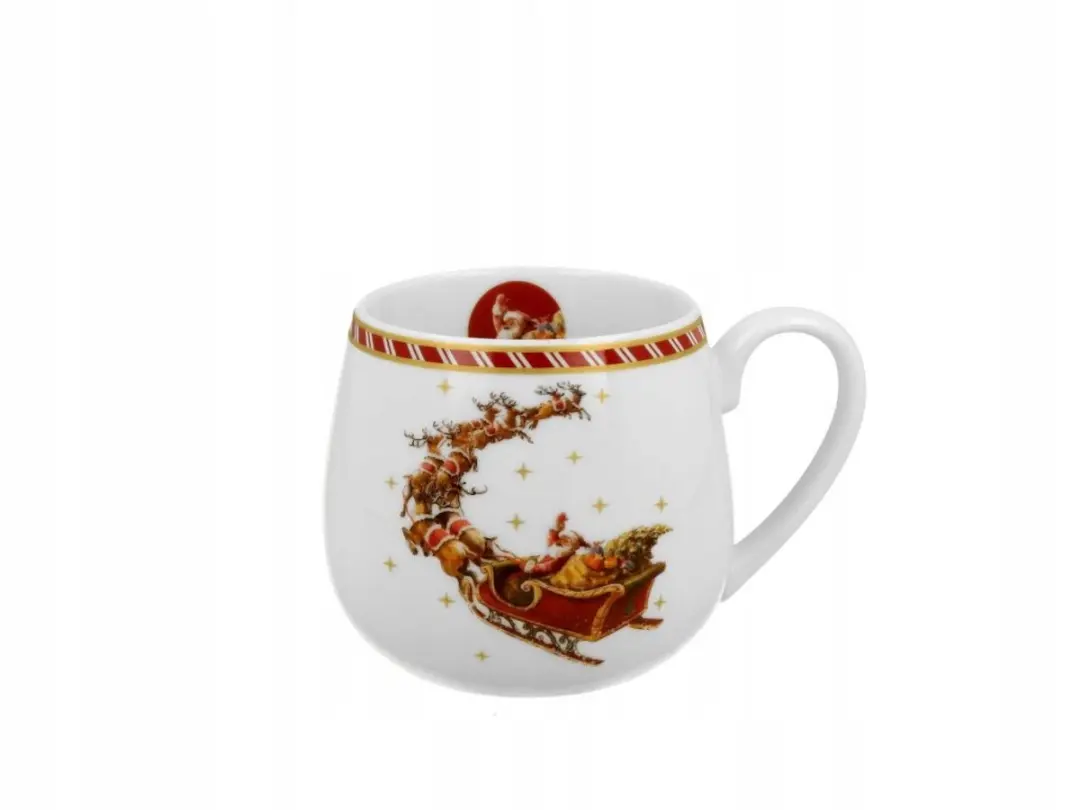 Duo Kerstman op Slee Mok - 430ml Porselein - Veelkleurig
